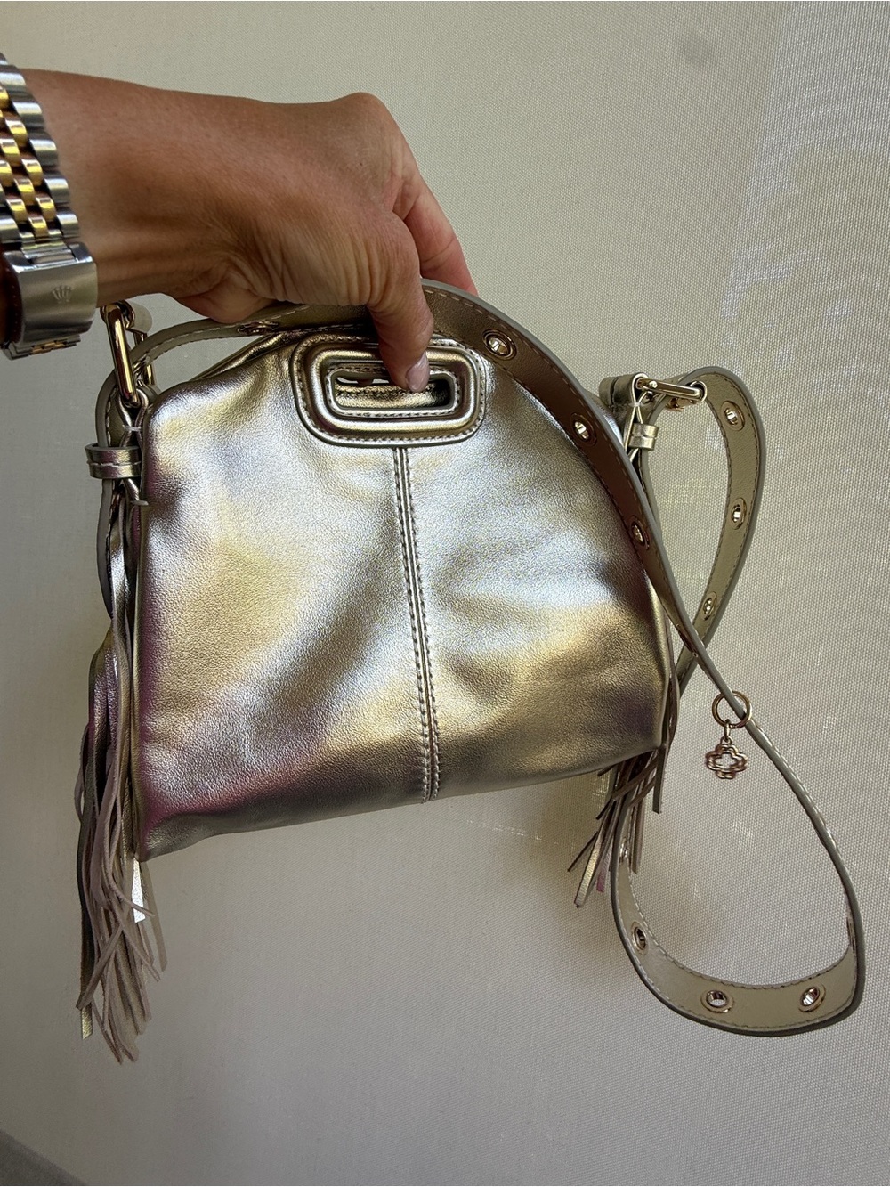 Maje metallic leather Miss M mini bag - Picture 12 of 15